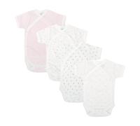BABIDU | Lot de 4 Bodies Croisés Bébé Manches Courtes - 100% Coton, Doux et Respirant - Trousseau de Naissance Mixte Garçon et Fille, Fabriqué en Europe