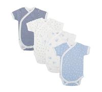 BABIDU | Lot de 4 Bodies Croisés Bébé Manches Courtes - 100% Coton, Doux et Respirant - Trousseau de Naissance Mixte Garçon et Fille, Fabriqué en Europe
