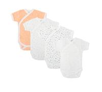 BABIDU | Lot de 4 Bodies Croisés Bébé Manches Courtes - 100% Coton, Doux et Respirant - Trousseau de Naissance Mixte Garçon et Fille, Fabriqué en Europe