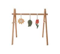 Babiem® Baby Gym George - Gym Bébé en Bois avec 3 Jouets - Jouet Bébé 0+ Ans - Cadeau Maternelle - Coffret Cadeau