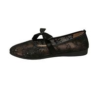 Babies Ballerines Femme Confortable en Dentelle Brodée Chaussures Femme Confort Chic Plates Bride avec Ruban à Nouer Ouverture Basse Bout Arrondi Style Romantique Rétro pour Ville et Quotidien
