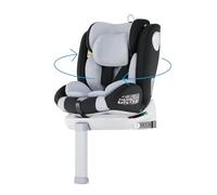 Babify Siège Auto Bébé 0 À 36 Kg - Pivotant À 360° Isofix Avec Jambe De Force, Homologué ECE R129, Inclinable, Harnais 5 Points, 40-150 cm (0-12 Ans), Appui-Tête Réglable, Gris