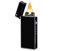 BABOBIU Briquet à Arc Électrique Rechargeable par USB - Plasma Portable Coupe-vent avec Batterie de Capacité Améliorée pour Bougies, Encens, Feux d'Artifice - Noir Givré