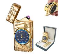 BABOBIU Briquet électrique à arc électrique avec lampe de poche clairement éclairée pour pique-nique, chasse, sortie, aventure (doré)