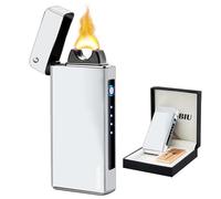 BABOBIU Briquet Électrique Plasma Rechargeable USB de Survie - Coupe-Vent, Étanche pour Camping, Randonnée, Aventure - Puce de Contrôle de Sécurité Intelligente (Argent Glacier)