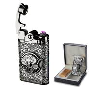 BABOBIU Briquet électrique rechargeable coupe-vent à allumage rapide avec double arc plasma et affichage de l'alimentation LED pour camping, pique-nique, chasse, sortie, aventure (noir)