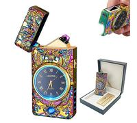 BABOBIU Briquet électrique rechargeable par USB, portable, coupe-vent, sans flamme, arc plasma avec cadran d'horloge cool, cadeau pour homme, petit ami, mari (coloré)