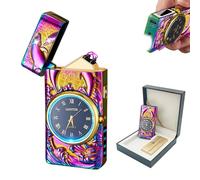 BABOBIU Briquet électrique sans flamme rechargeable par USB avec cadran d'horloge cool, cadeau pour homme, petit ami, mari (coloré)