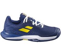 Babolat, Chaussures de Tennis Jet Mach 3 JR AC B, Taille 33, Bleu Foncé, Tige Renforcée pour Maintien, Confort et Amorti Optimal, Semelle Michelin Durable, Agilité et Vitesse sur Le Court