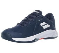 Babolat - Chaussures de Tennis Propulse JR AC B, Taille 33.5 Couleur Estate Blue/Blanc, Amorti EVA épais, Semelle Michelin pour adhérence optimale, Conçues pour Jeunes compétiteurs