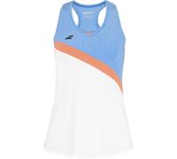 Babolat, Débardeur Play pour Fille, Taille 12-14 Ans, Couleur Blanc/Bleu, col en V, matière Douce et Flexible, Dos Original, liberté de Mouvement optimale
