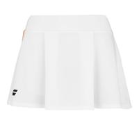 Babolat, Jupe de Tennis Modèle Play, Taille Élastique M, Couleur Blanc/Orange, Matière Respirante, Shorty Intégré, Idéale pour Entraînement et Compétition