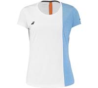 Babolat, Play Cap T-Shirt à Manches Courtes pour Femme Taille XO Couleur : Blanc/Bleu, matière Confortable et Extensible, idéal pour Le Sport et Les Loisirs