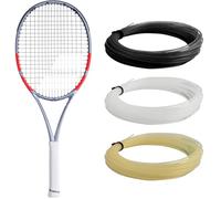 Babolat Pure Strike Team Raquette de tennis de 4e génération (gris carbone) - Cordée avec Syn Gut de 16 g à une tension moyenne (corde noire, poignée de 11,4 cm)