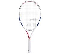 Babolat - Raquette de Tennis Modèle Drive Junior, TU, Blanc/Bleu, Légère, Grip Conçu pour Petites Mains, Plan de Cordage 16x19 Ouvert 16x17, en Graphite et Aluminium, Idéale pour Enfants 125-135 cm