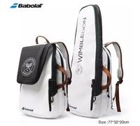 Babolat-Sac À Dos De Tennis D'origine,Wimbledon Pure Wim,3 Raquettes De Tennis,Compartiment Pour Chaussures Séparées,Sac De Plage -Blanc Gris