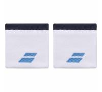 Babolat Unisexe Eponge Modèle Logo Wristband Taille Unique, Couleur Blanc/Bleu, Absorption Rapide de la Transpiration, Largeur 7,5 cm, Serre Poignet Noir pour Gym Tennis Badminton Padel Unisex-Adult