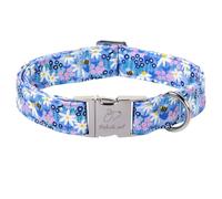 Babole Pet Collier pour chien à motif floral et fleurs sauvages bleues - Collier doux et réglable pour chiens de petite, moyenne et grande taille - Collier pour chiens de petite, moyenne et grande