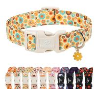 Babole Pet Collier pour chien d'automne rétro à motif floral style années 70, léger, réglable, vintage avec boucle à dégagement rapide pour chiens de petite, moyenne et grande taille, taille L