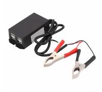 babominimer Adaptateur d'alimentation à clip de batterie 12 V/24 V CC pour véhicule, voiture et moto, chargeur USB avec 4 ports USB, sortie 5 V 3 A, compatibilité habituelle, ABS durable