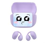 babominimer AI Écouteurs de traduction en temps réel avec écran tactile LED, casque sans fil 6.0, 144 langues, design à clipser, coque 400 mAh, autonomie de lecture 8 heures pour (traduction violet)