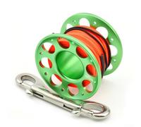 babominimer Bobine de 15 m/30 m en alliage d'aluminium avec ligne en fibre de polyester haute résistance et crochet à double extrémité en acier inoxydable 316, bobine de plongée sous-marine compacte