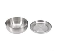 babominimer Bol à riz coréen en acier inoxydable avec couvercle, plat de service isotherme traditionnel pour aliments chauds ou froids, incassable et facile à nettoyer, convient pour la cuisine à la