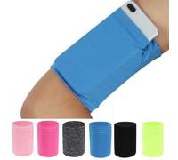 babominimer Brassard de course avec pochette de rangement pour téléphone portable, clés, cartes, espèces, léger et à séchage rapide en polyester Spandex pour le sport (noir)