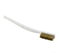babominimer Brosse métallique avec poignée en plastique blanc, laiton et poils en nylon pour le nettoyage de la rouille du métal, le barbecue et le polissage des ustensiles de cuisine, 170 à 180 mm