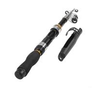 babominimer Canne à pêche télescopique en carbone avec bobine en alliage d'aluminium et 3 roulements, design portable et léger pour les voyages et la pêche en plein air (noir, 1 m)