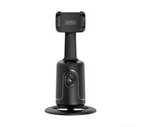 babominimer Cardan de suivi automatique du visage à 360° avec reconnaissance AI, aucune application requise, angle réglable, anti-secousses, trépied pour smartphone (noir)