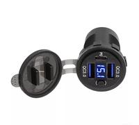 babominimer Chargeur de voiture USB avec voltmètre et interrupteur, 20 W PD3.0 et deux ports de charge rapide 18 W .0, prise de sortie de véhicule 12 V/24 V pour voiture, bateau, camping-car, pour VTT