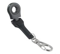 babominimer Clé à cliquet de 10 mm avec porte-clés, outil à main compact en métal, rotation à 180 degrés, mini clé pliante pour réparation de meubles ou voiture (noir)