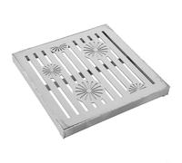 babominimer Couvercle d'évacuation de sol en acier inoxydable, 200 x 200 mm, grille d'évacuation carrée 300 x 300 mm avec cadre, convient pour les jardins extérieurs, les allées (200 x 200 x 20 x 2 mm