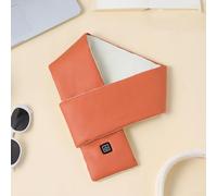 babominimer Écharpe chauffante rechargeable par USB pour femme, 3 réglages (35 °C/45 °C/55 °C), coupe-vent, en similicuir et tissu peluche, légère, 128 g, peau (orange)