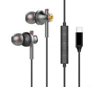 babominimer Écouteurs intra-auriculaires filaires de type C avec microphone, qualité sonore HiFi, réduction du bruit, écouteurs confortables en silicone, câble de 1,2 m, multifonction (Type-C noir)