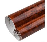 babominimer Elite Film autocollant en vinyle résistant à l'eau et grain pour intérieur de voiture, bois et extérieur, brillant, résistant à la chaleur, 30 x 100 cm, couleur marron