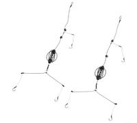 babominimer Ensemble d'alimentation de pêche à la carpe avec crochet de cage à appât et ligne en polyéthylène, matériel d'alimentation à ressort pour lancer long, matériel complet pré-noué pour pêche