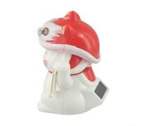babominimer Figurine de chat porte-bonheur à énergie solaire avec motif de lion dansant la tête automatique pour tableau de bord de voiture, décoration de maison ou de bureau (blanc)