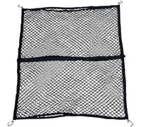 babominimer Filet de chargement double couche hautement élastique, 120 cm x 120 cm avec 6 crochets métalliques, pour coffre de voiture, organiseur de rangement en polyester noir