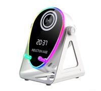 babominimer Haut-parleur BT sans fil à induction avec son stéréo à 360° et charge rapide de 15 W, support de téléphone réglable pour une utilisation en mode portrait en paysage, entrée USB-C, noir