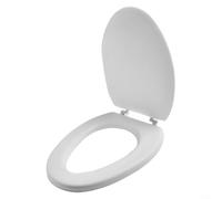 babominimer Housse de siège de toilette imperméable en EVA, douce et amovible, pour la plupart des toilettes standard, facile à nettoyer et à installer, blanc ou bleu (forme en V blanc)