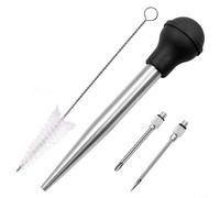 babominimer Injecteur de marinade en acier inoxydable pour barbecue, dinde, poulet, bœuf, porc, agneau, oie, canard, aiguille à badigeonner en silicone pour un assaisonnement uniforme profond et (B)