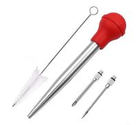 babominimer Injecteur de marinade en acier inoxydable pour barbecue, dinde, poulet, bœuf, porc, agneau, oie, canard, aiguille à badigeonner en silicone pour un assaisonnement uniforme profond et (A)