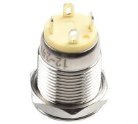 babominimer Interrupteur à bouton-poussoir en métal de 12 mm avec indicateur LED plat, bouton d'alimentation 12 V-24 V CC pour équipement électrique industriel, panneaux de bricolage et contrôle (bleu