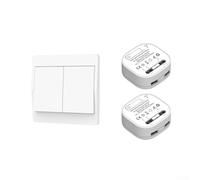 babominimer Interrupteur mural sans fil RF433 MHz, auto-alimenté pour intérieur ou extérieur, bouton poussoir étanche 1/2 bandes, facile (2 gang 1-2)
