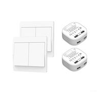 babominimer Interrupteur mural sans fil RF433 MHz, auto-alimenté pour intérieur ou extérieur, bouton poussoir étanche 1/2 bandes, facile (2 gang 2-2)