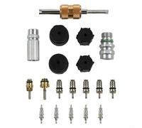 babominimer Kit de 19 pièces de noyau de valve de climatisation pour systèmes R134a et R12 - Ensemble de joints de port de service AC en laiton et aluminium avec design étanche pour automobile