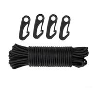 babominimer Kit de pinces drisse pour mât de drapeau de 12,5 m avec 4 mousquetons pour décoration de jardin et élevage de drapeaux, nylon noir, 6 mm de diamètre