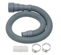 babominimer Kit d'extension de tuyau de vidange pour machine à laver et lave-vaisselle, 70 cm/150 cm/200 cm, convient à toutes les marques, matériau PP gris avec connecteur et pinces (70 cm)